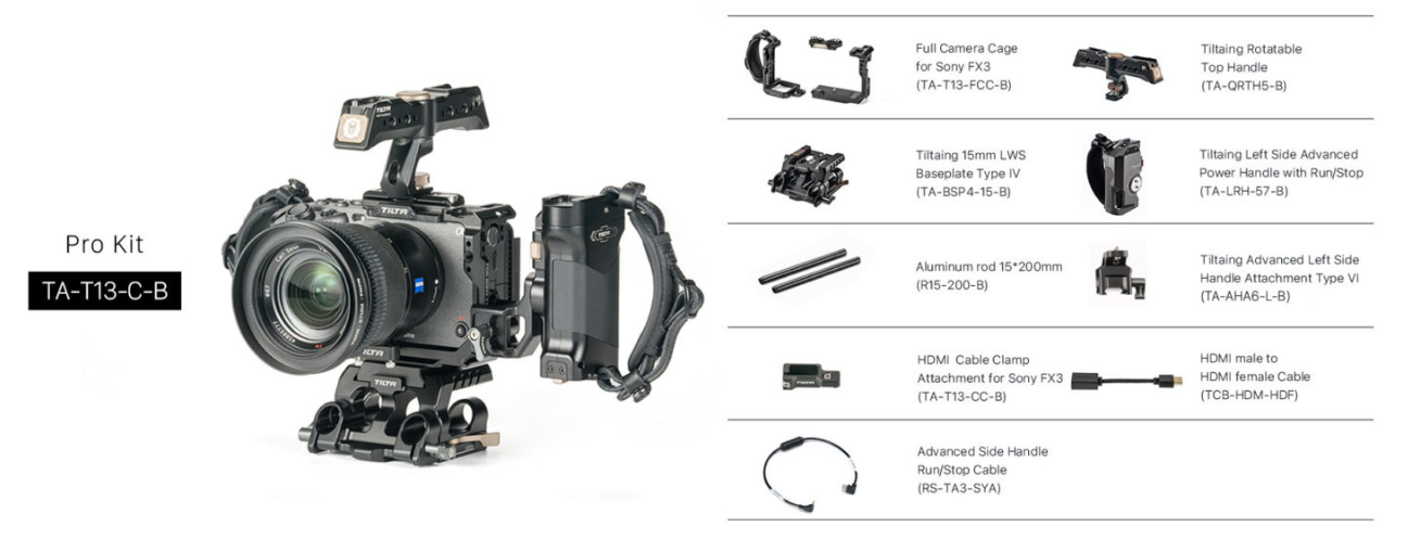 ПОЛНАЯ КОМПЛЕКТАЦИЯ КЛЕТКИ TILTA PRO KIT ДЛЯ КАМЕР SONY FX3/FX30 TA-T13-C